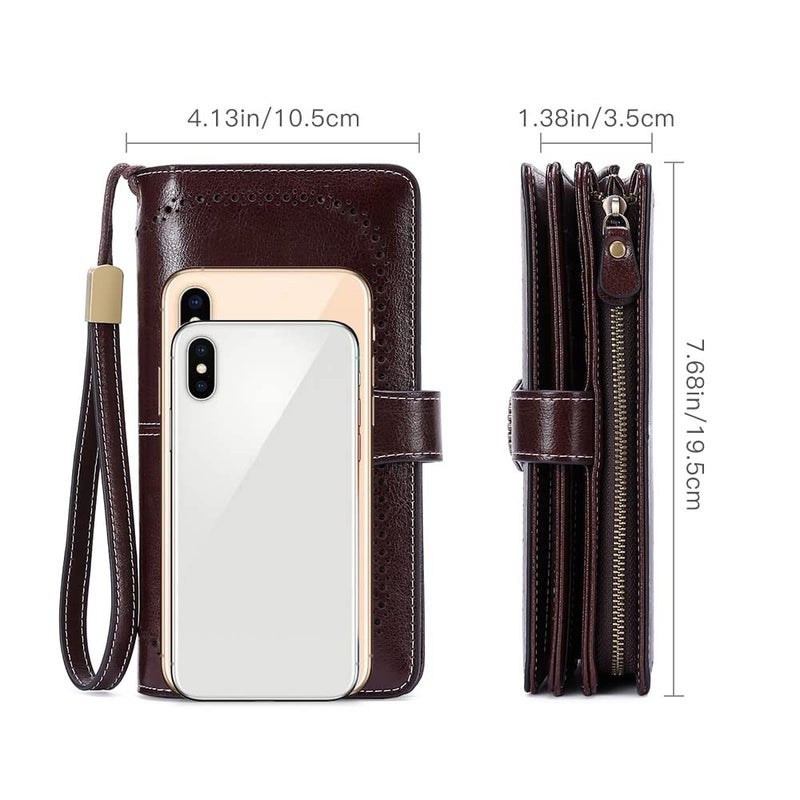 SENDEFN Wallets for Women Leather Credit Card Holder with RFID Blocking Large Capacity Wristlet - Image 5